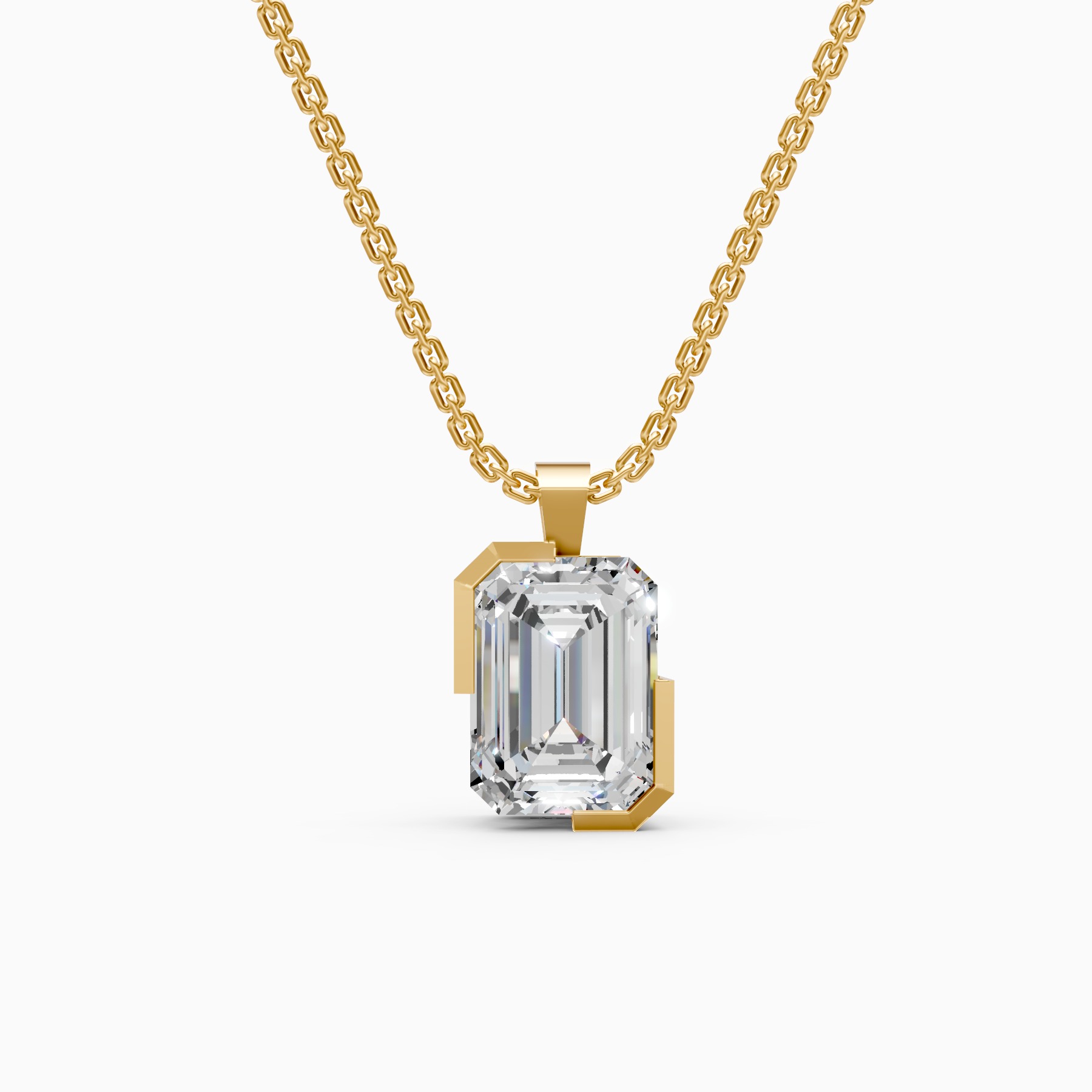 Timeless Emerald Cut Solitaire Diamond Necklace